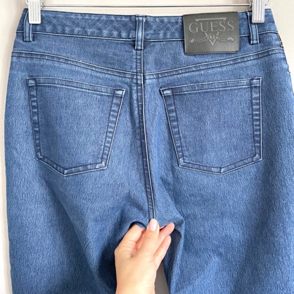 Vintage Y2K Guess Bootcut Cropped Jeans w/ Faux Fur Trim - 28" - Picture 8 of 12